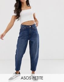 ASOS DESIGN Petite Balloon boyfriend jeans in dark mid vintage blue wash   ASOS at Asos